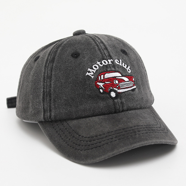 Estilo coreano niños coche bordado gorra de béisbol superior suave chico guapo todo partido lavado angustiado chica ala ancha gorra de pico