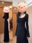 法式长袖修身包臀连衣裙