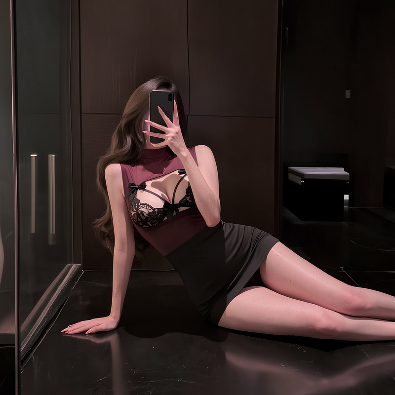 Tiffy Plus-Size Sexy Lingerie, Sexy Secretary Ol Lace Chastity-Style Bodycon Skirt, Women's Nightclub Uniform Temptation Set
