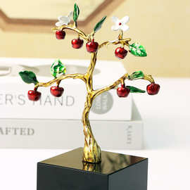 珐琅彩小苹果精致小摆件定制 客厅酒柜玄关新居乔迁装饰品厂家