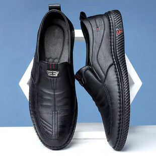 [100% full leather] Special offer men's business slip-on leather shoes non-slip breathable soft bottom leather shoes middle-aged and elderly shoes