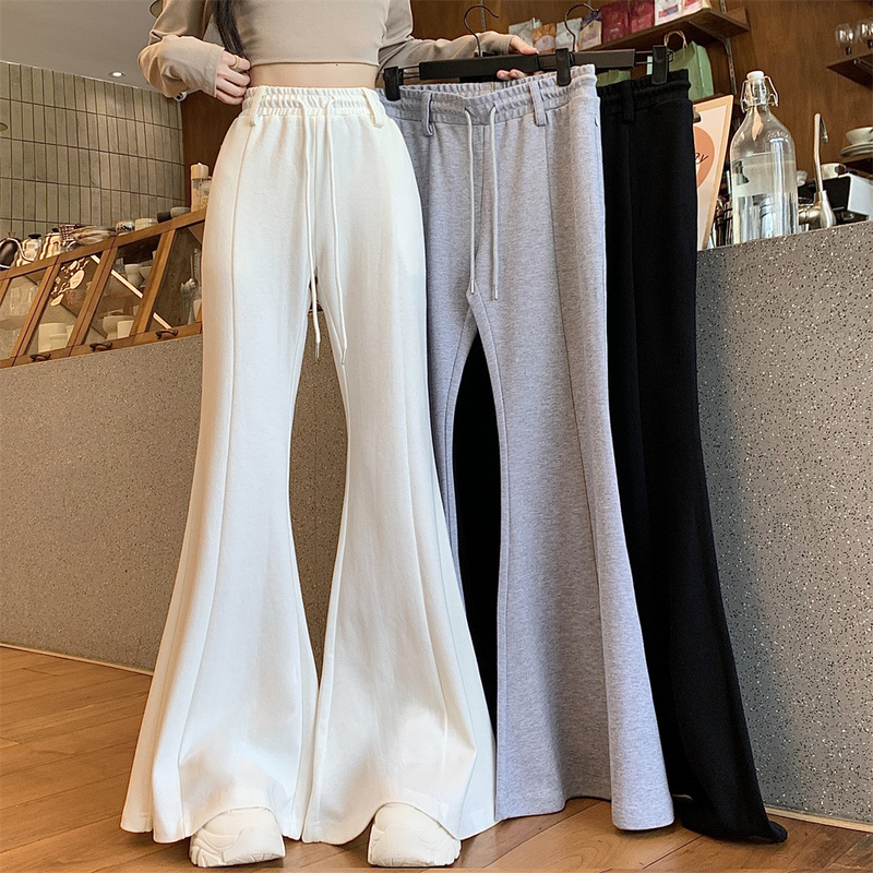 2026 Spring and Autumn New Style Wide-Leg Comfortable Drawstring High-Waisted Draped Slimming Versatile Casual Sports Pants for Women