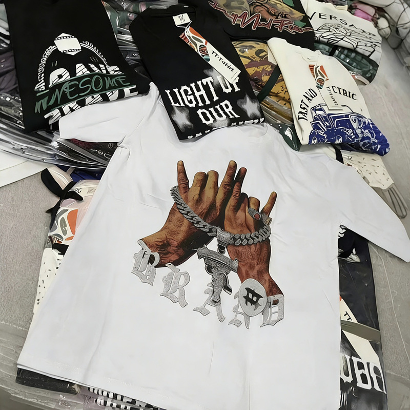 300g American Retro Loose Heavyweight Pure Cotton Short-Sleeve Southeast Asia Latin America Men T-Shirt Men's T-Shirt