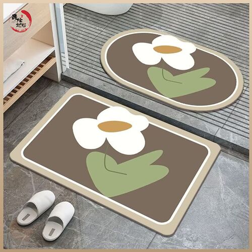 Water-absorbent mat bathroom shower room door anti-slip foot mat toilet washroom quick-drying diatomaceous earth soft carpet
