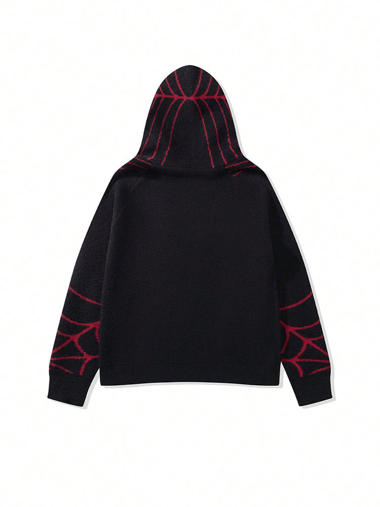 Men's Clothing new fashion casual street fashion long sleeved cardigan loose spider web dark unisex sweater_voghion.com
