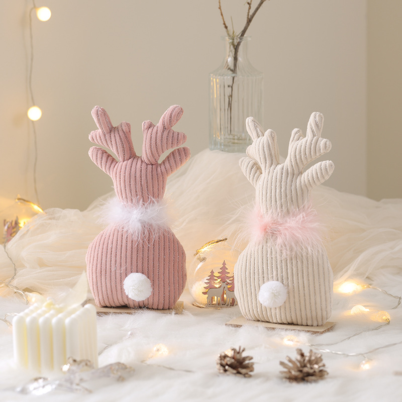 Nuevos productos transfronterizos creativos decoraciones de árbol de Navidad rosa blanco pentáculo decoraciones de escritorio de alce decoraciones de Navidad