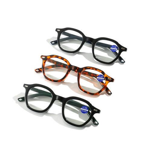 European and American Fashion Anti-blue Light Polygon Reading Glasses for Seniors, Vintage High Definition Factory Wholesale Reading Glasses