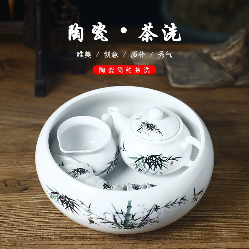 Ceramic big tea cup, tea set with accessories, ashtray