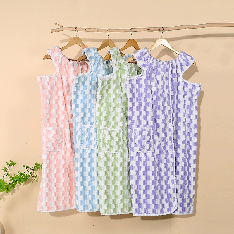 Женский домашний халат-юбка для взрослых, хлопковый, в клетку, впитывающий, новый 2025, большой размер, для студентов