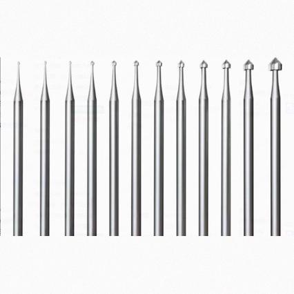 外贸 核雕工具牙机雕刻刀金核开槽嵌银12 件圆柱圆锥形珠宝铣刀