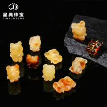 晶典珠宝 天然蜜蜡小熊雕刻配饰 半成品手饰通孔DIY饰品配件批发