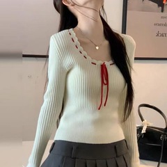 韩系洋气独特别致修身内搭上衣女秋冬季2025新款高级感打底针织衫
