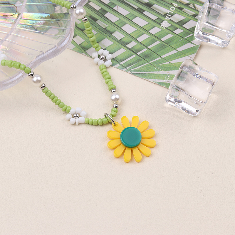 Daisy Pattern Wholesale Jewelry Sweet Daisy Arylic Beaded Anklet
