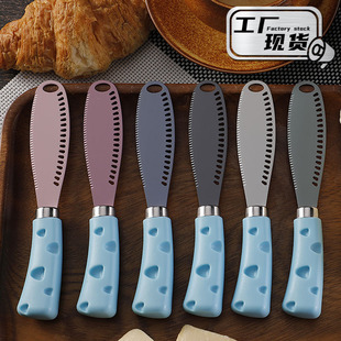 Factory in stock PP Plastic Handle Cheese Tool Cheese Knives Colorful Stainless Steel Butter Butter Scraper Jam Knife