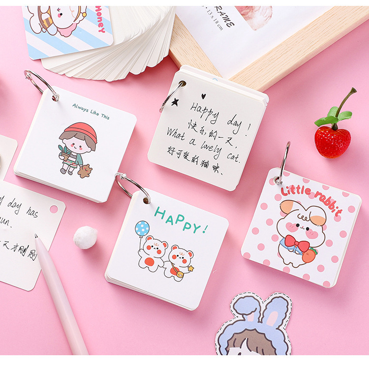 Libro de anillo de alambre Libro de anillo de hierro de dibujos animados de animales Bolsillo de estudiante Bloc de notas portátil Libro de palabras en inglés Libro de hojas sueltas en blanco