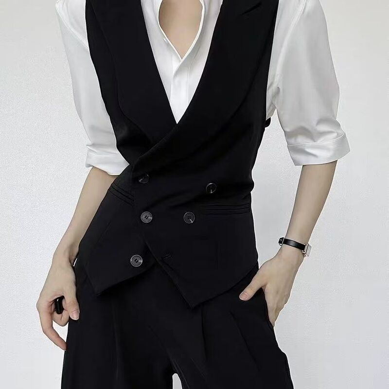 黑色西装马甲外套女修身高级感西服马夹背心春秋上衣收腰气质坎肩|undefined