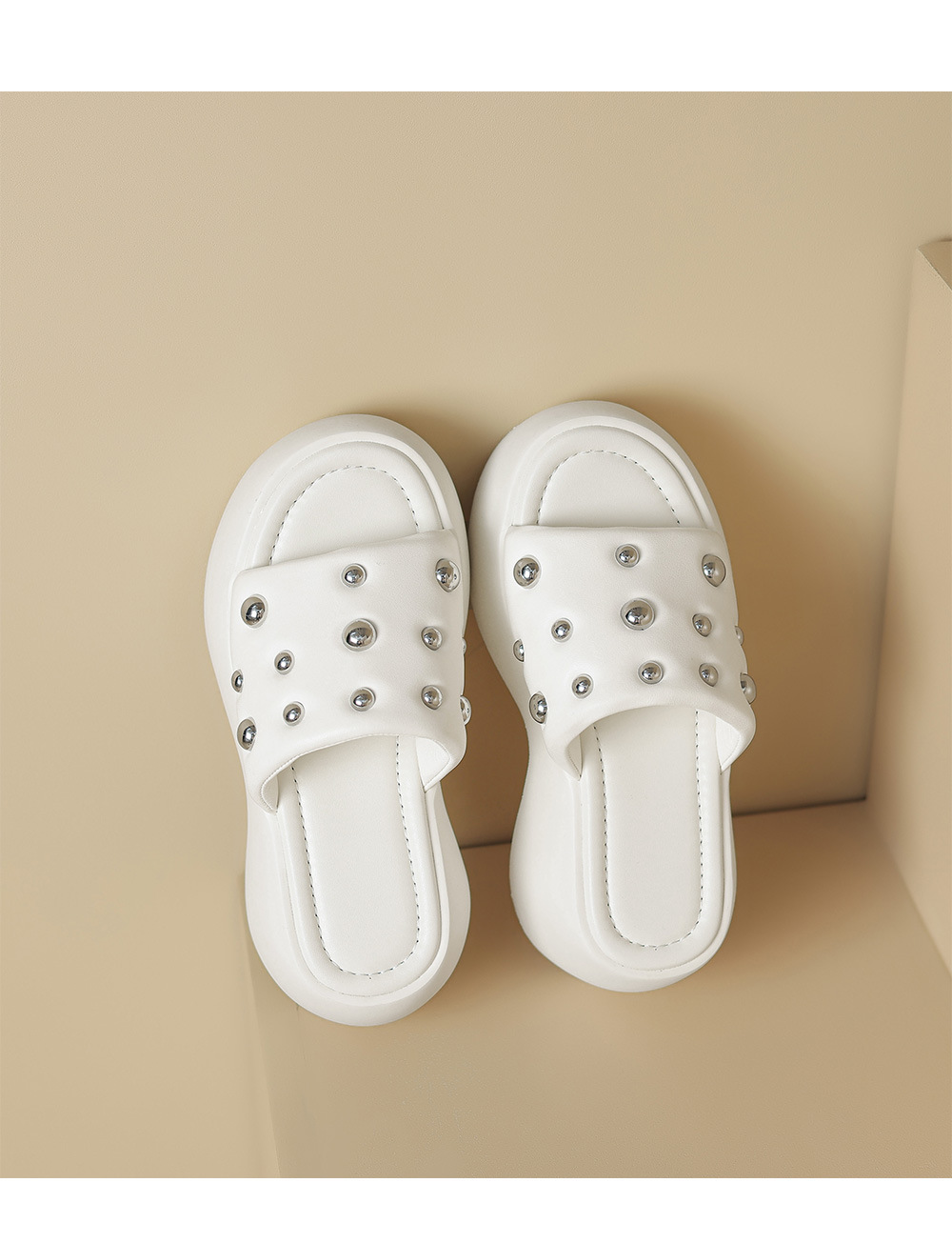 Sandal cao gót nữ hở mũi quai ngang đế xuồng 8 cm — Màu đen, Màu trắng chi tiết 13