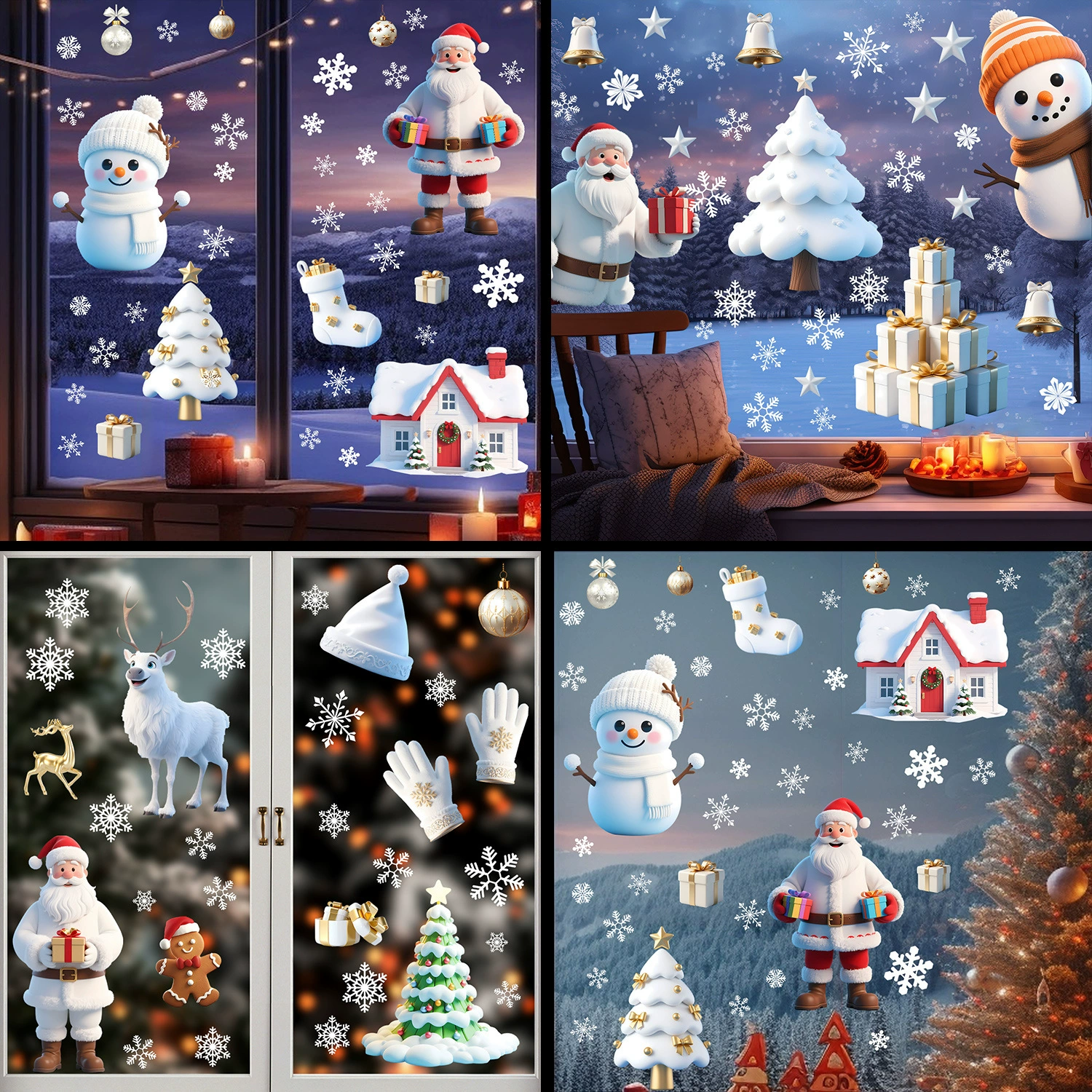 Рождественская наклейка на оконное стекло с изображением снеговика, рождественское украшение для дома, праздничная электростатическая наклейка на окно