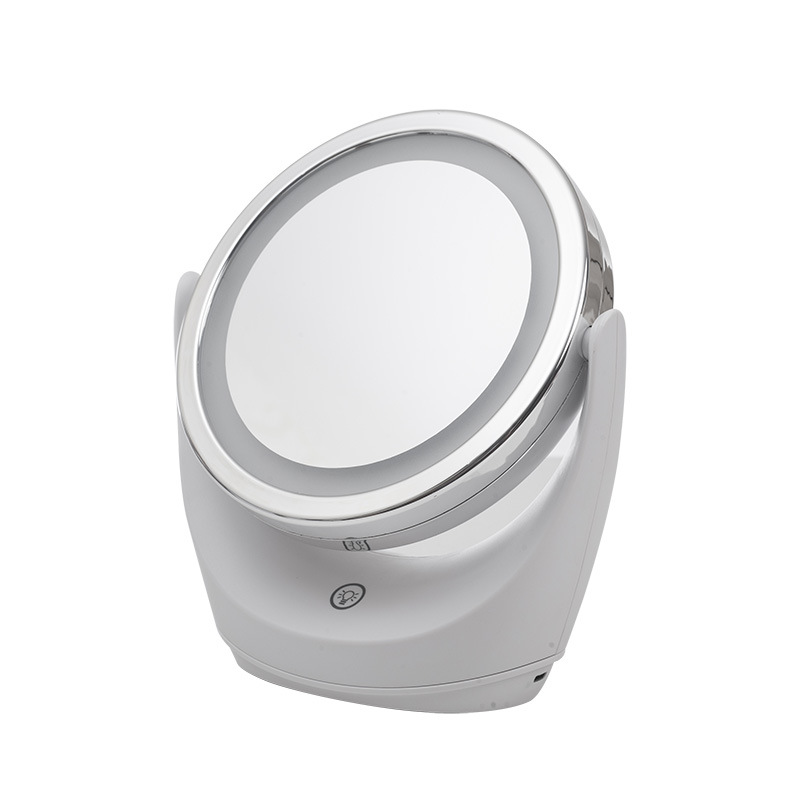 360 grados giratorios de doble cara espejo de maquillaje de escritorio con lámpara LED inteligente iluminación espejo de maquillaje espejo de maquillaje al por mayor