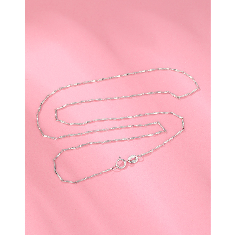 92 collar de plata esterlina mujer sin colgante caja de cadena de agua onda de semillas de melón Baotian octogonal cadena clavícula