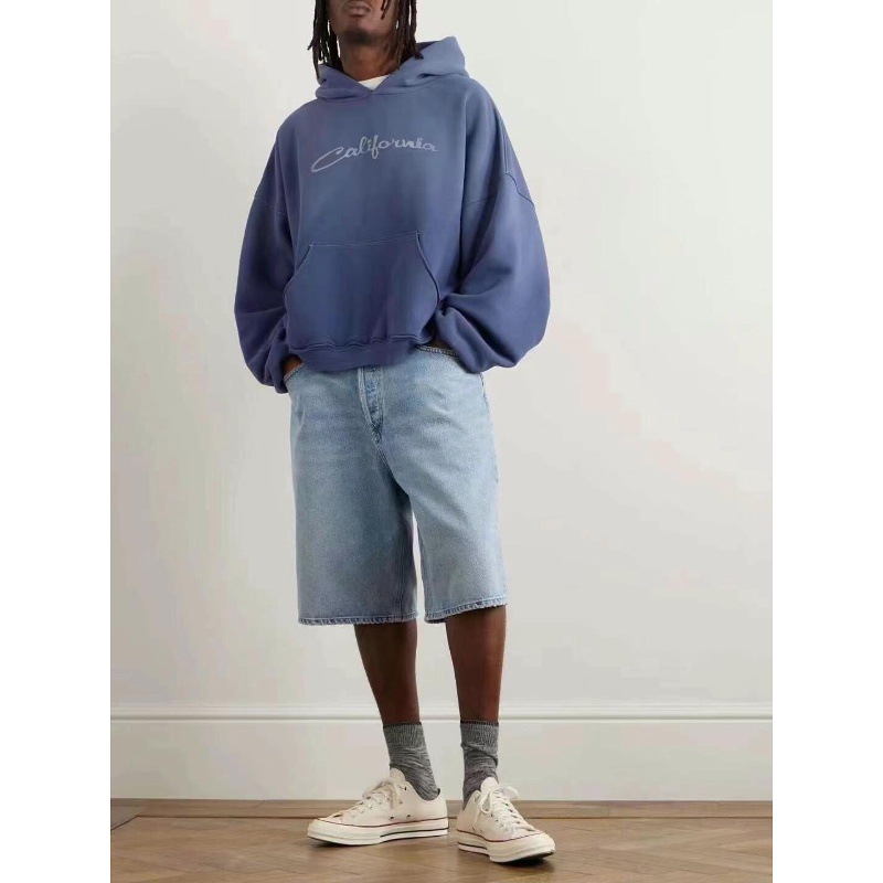 ERL American-style California letter-print hooded sweatshirt, unisex, short and wide fit, boxy silhouette, with dropped shoulders