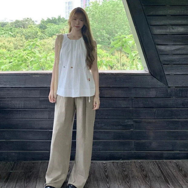 Летний утягивающий жилет без рукавов, комплект одежды для уменьшения возраста, свободный и универсальный дизайн, повседневные брюки, женский костюм