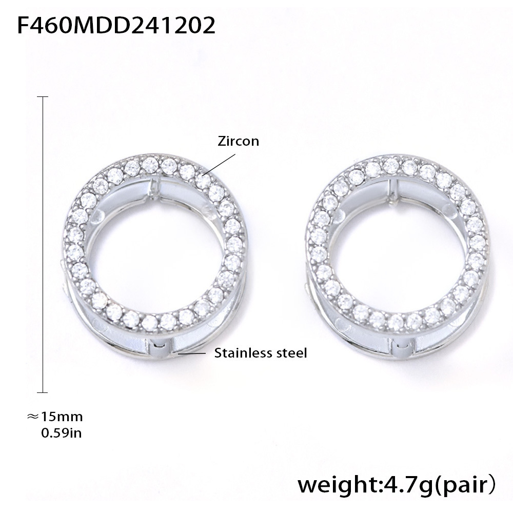 Square Sugar Mixed Color Zircon Double Sided Earrings With Light Luxury And High Grade Stainless Steel PVD Exquisite Circle Earrings For Women_voghion.com