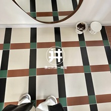 几何拼色复古小花砖200x200厨房卫生间浴室地砖 民宿玄关背景墙砖