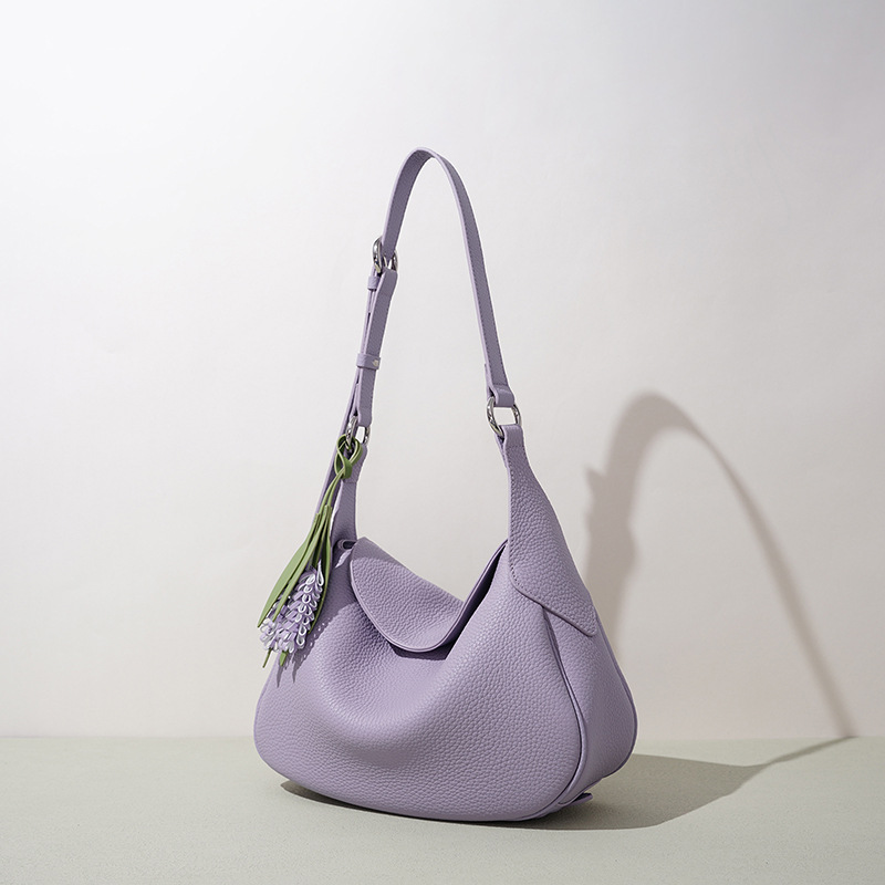 Spring/Summer New Fashion Women's Crescent Genuine Leather Handbag Underarm Bag Niche Commuter Simple Large Capacity Shoulder Bag - Thumbnail 2