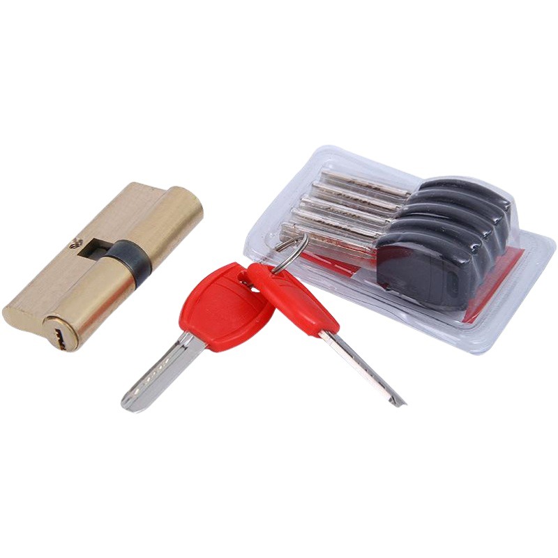 Lock Cylinder with Red and Black Handle for Home Use, Ab All-Copper Lock Cylinder Wholesale, Anti-Theft Door Copper Core Copper Shell Computer Key Lock Cylinder 65-12