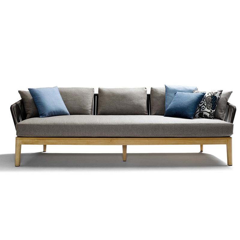 Casual al aire libre sofá de madera maciza de caña patio jardín al aire libre balcón nórdico silla de teca muebles combinados