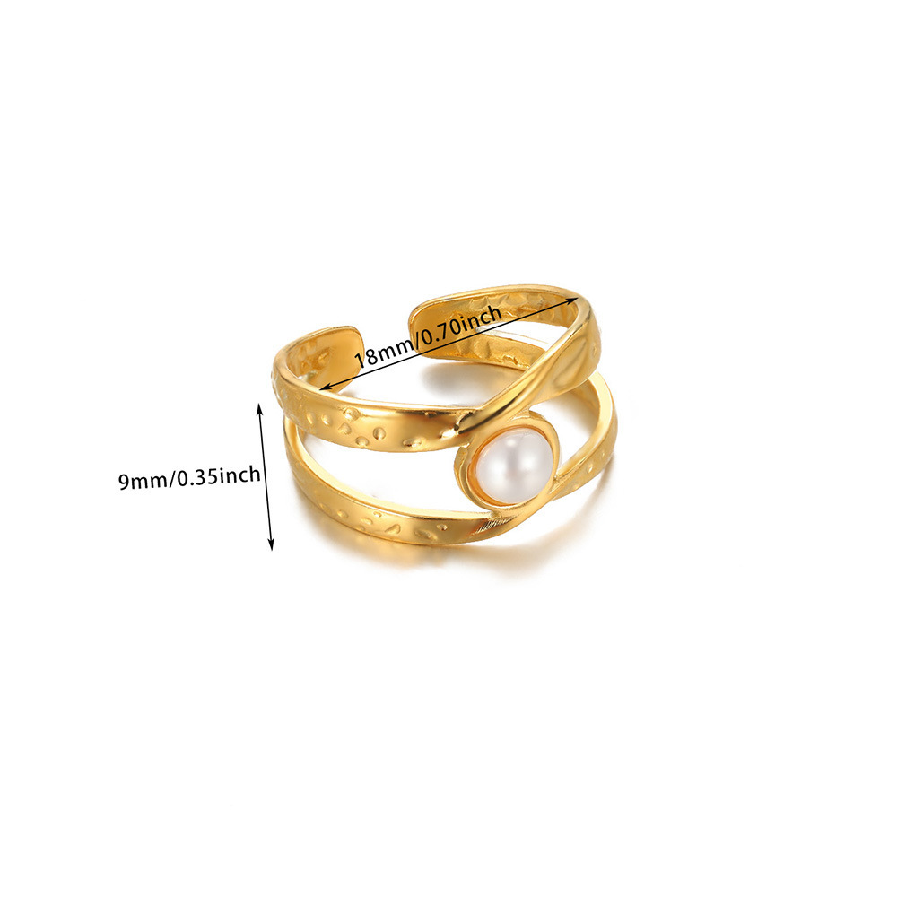 Heart Shape, Flower, Bow Knot Pattern All Seasons Season PVD Coated Real Gold Plated Heart Shape Flower Bow Knot 304 Stainless Steel Imitation Pearl Vintage Style Waterproof Non Tarnish Open Rings