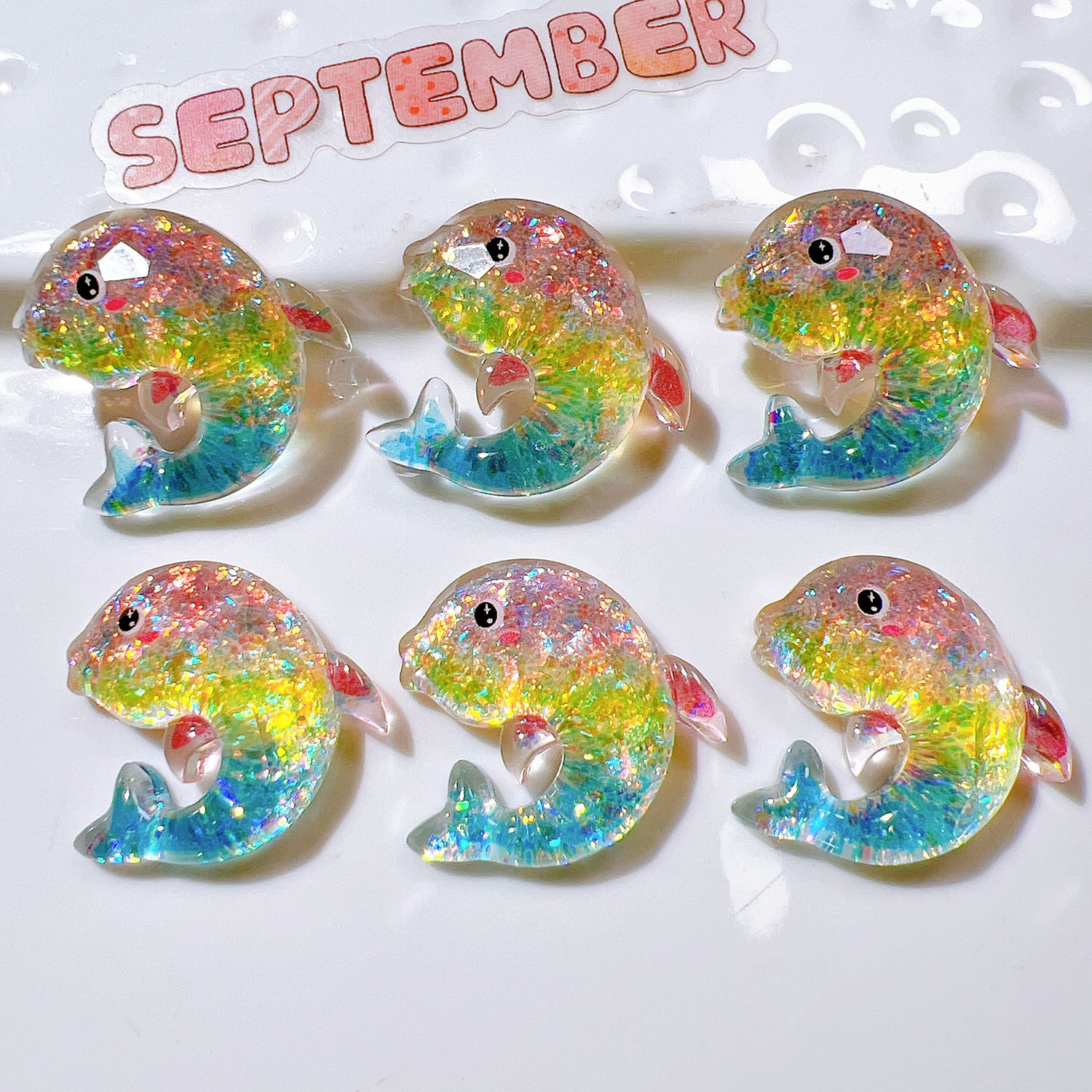 樹脂部品卸売り手作りアクセサリーdiy靴花子供頭飾り玩具セットabゴムグラデーション色イルカ