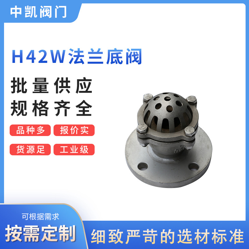 H42W法兰底阀 井盖抽水底阀 H42W-16P自吸水泵莲蓬头单向止回阀