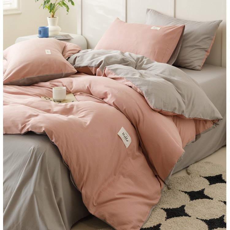 Algodón de cuatro piezas, ropa de cama de algodón lavable, ropa de cama