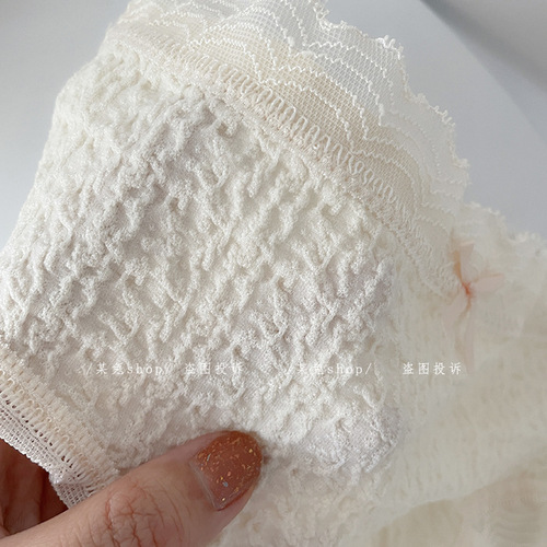 Milk-flavored puffs, soft and highly elastic hip-covering girls' day sweet and simple solid color lace edge pure cotton crotch panties for women