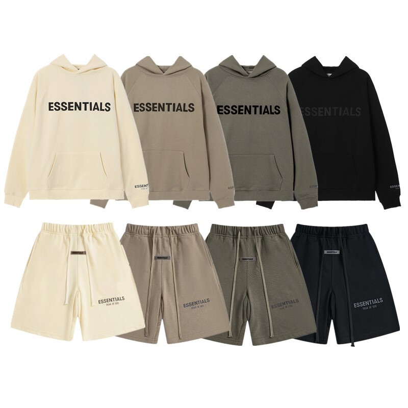 Cross-border FOG ESSENTIALS three-dimensional silicone 3M reflective casual terry thin sweater shorts suit men
