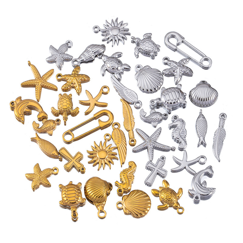 Cross-Border New Product Marine Series Pendant Feather Pin DIY Bracelet Necklace Jewelry Accessories Material