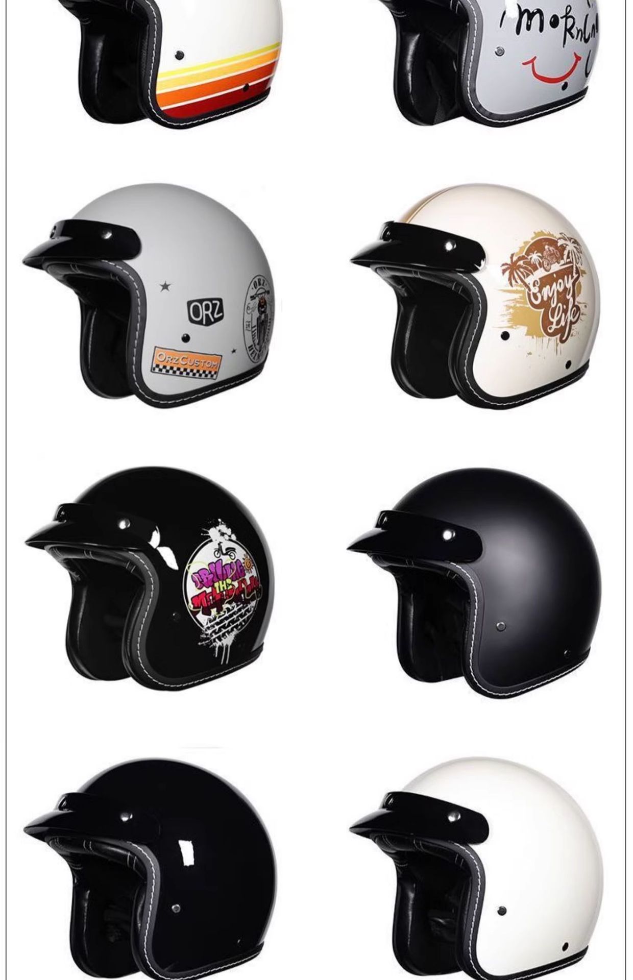 Suitable for Orz Motorcycle Helmets for Men and Women 3C Certified 3/4 Helmets Summer Retro Half Helmets Electric Motorcycles for All Seasons