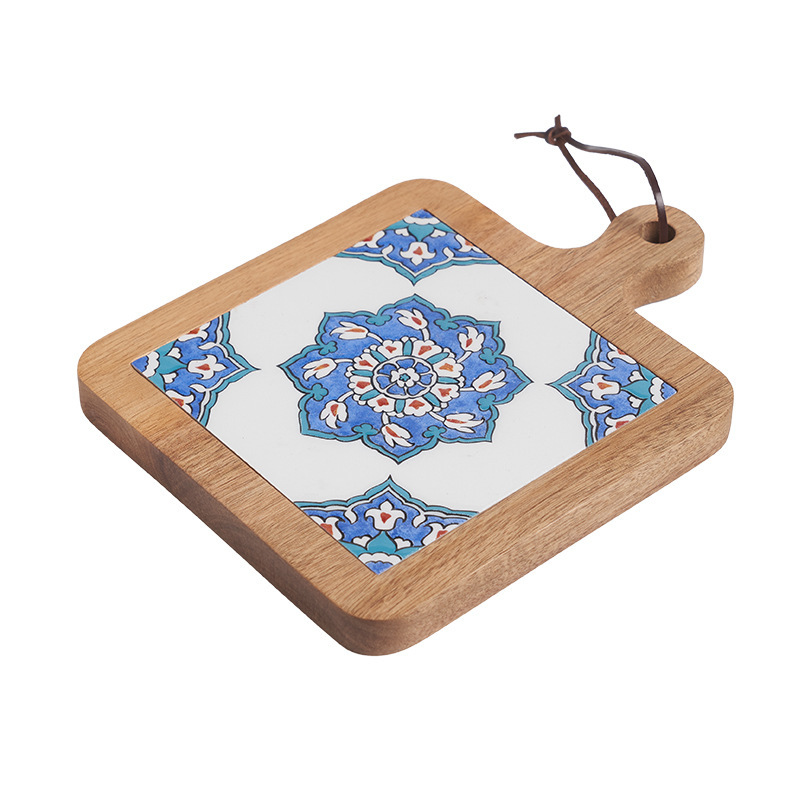 Madera maciza vintage azulejo mantel estera de aislamiento estera de mesa creativa anti-escaldado cazuela estera olla grande japonés nuevo