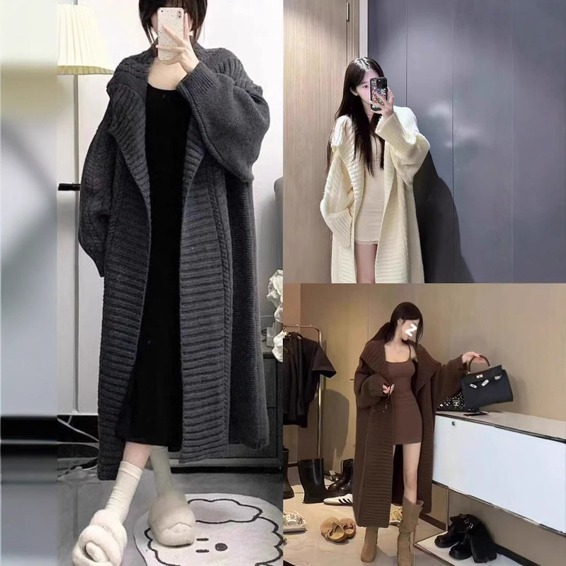 Ambient Heavy Industry Lazy Twist Knitted Cardigan Lazy Elegant Casual Long Sweater Coat