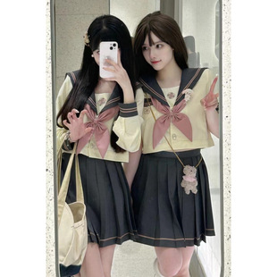 Original Sailor Suit Jk Uniform Authentic Japanese Style Sweet Preppy Style Summer and Autumn Basic Middle Suit