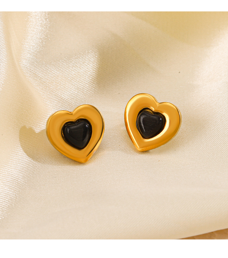 Earrings + Necklace Quantity Daily Occasion Titanium Steel Material Titanium Steel 18K Gold Plated Lady Plating Inlay Heart Shape Artificial Gemstones Earrings Necklace