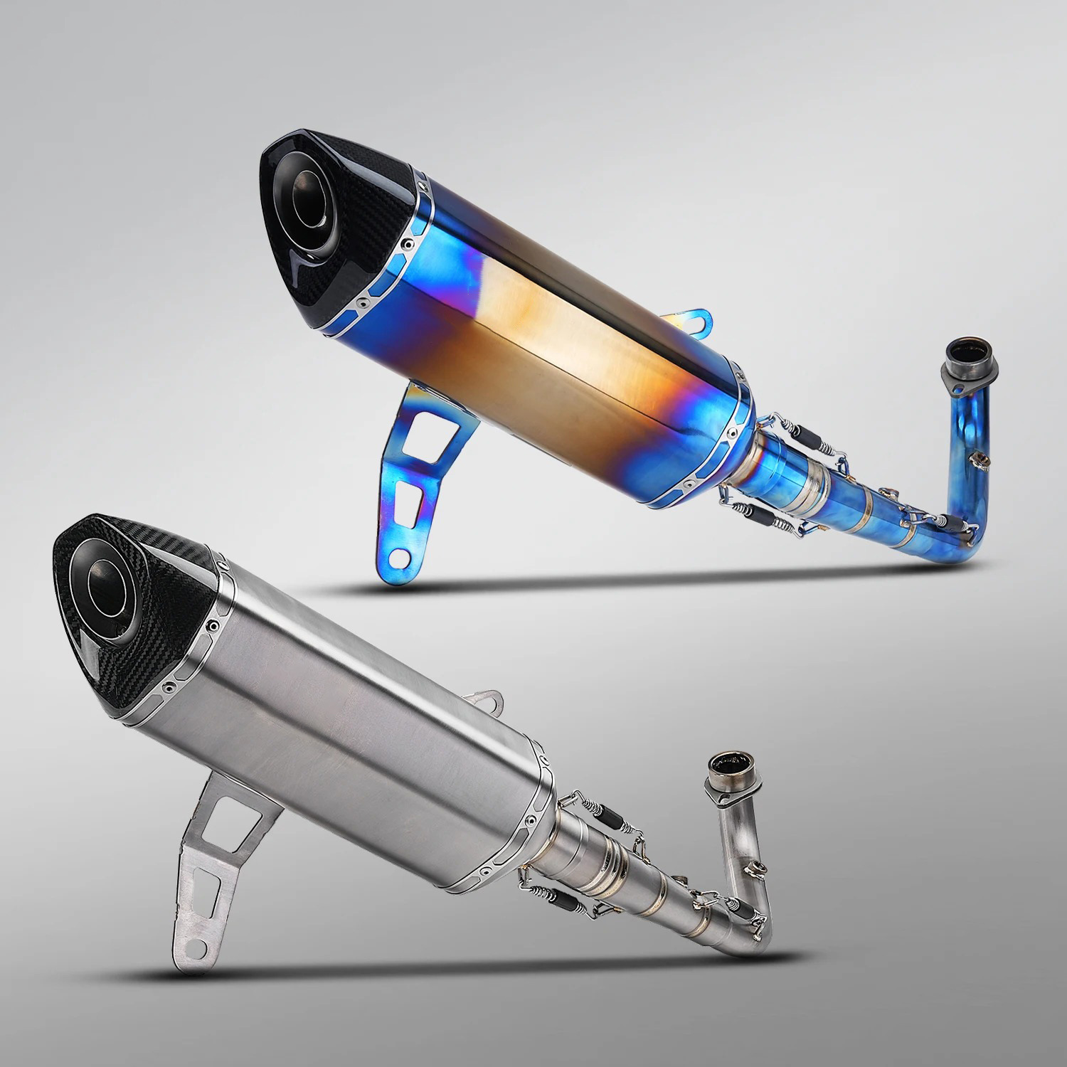 Zontes 368G/E Modified Exhaust Pipe Front Section and Tailpipe, Zontes 400g Dedicated Exhaust, Non-Destructive Installation