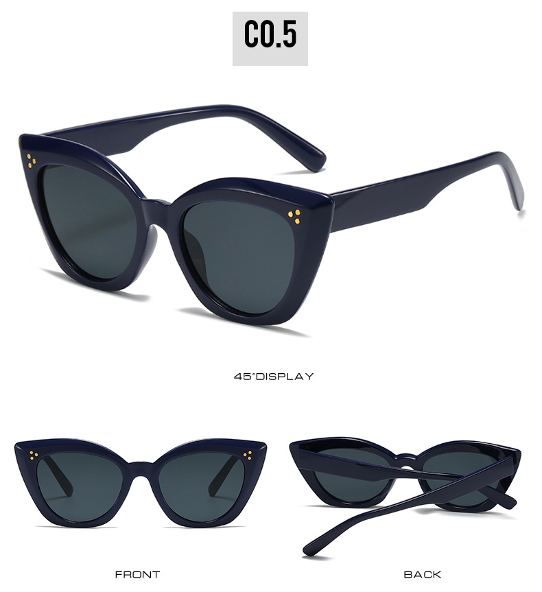 Retro cat-eye solglasögon för damer med nitar avant-garde_voghion.com