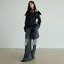 2025春夏新款爆款宽松细条纹蕾丝裙裤女显瘦高腰百搭垂感通勤时尚