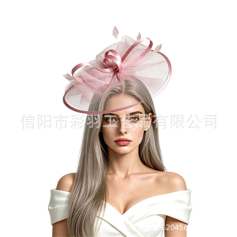 Amazon's new fashionable European and American party banquet top hat, ball gown mesh veil, vintage headwear, socialite dress