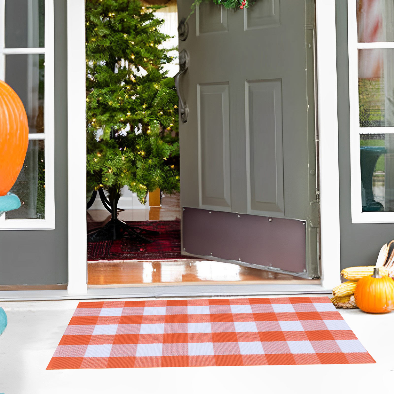 Απλό χαλάκι πόρτας Denim Plaid Crossborder Χαλί πόρτας εισόδου σπιτιού Χαλί δαπέδου American Stripe σε απόθεμα Χονδρική_voghion.com