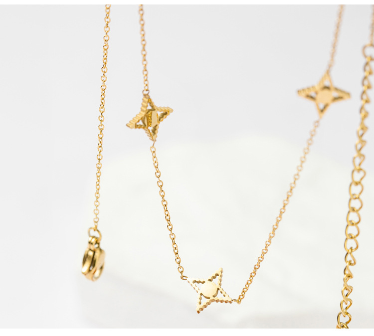 Fashion Geometric Titanium Steel Plating Hollow Out Inlay Zircon Bracelets Necklace 1 Piece