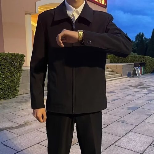 Men's Fall Administrative Jacket, Versatile Fashion Loose Casual Collar Top, Same Style Business Outerwear for Men